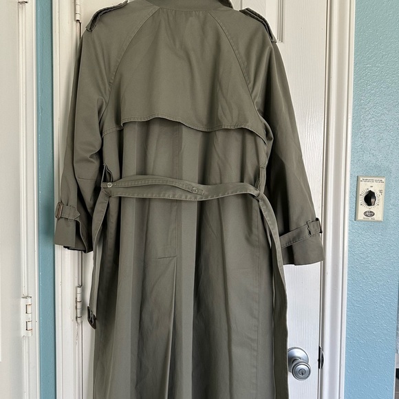 Vintage London Fog Khaki Double Breasted Trench Coat Size 12 Petite Plaid Lined - Picture 5 of 6